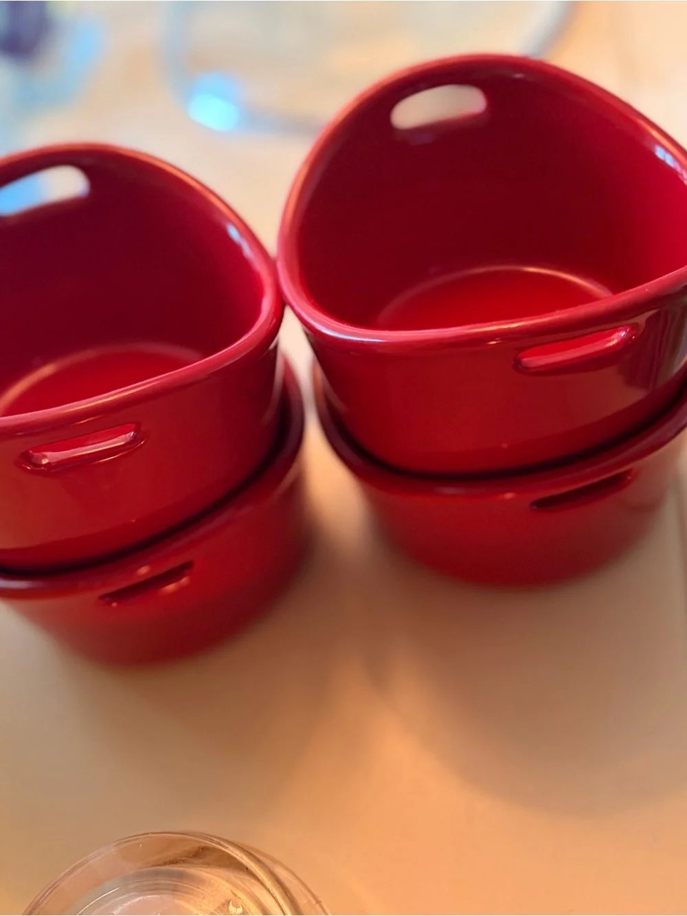 Set of 4 Rachael Ray Red Casserole Ramekin Dishes Ovenproof, Single Size EUC